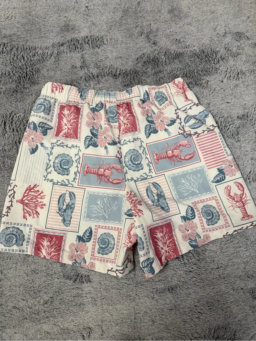 Hollister Men's size small Cream Floral & Coastal Print Swim Shorts